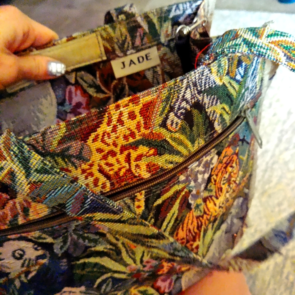 Jade jungle tapestry bag with coin purse